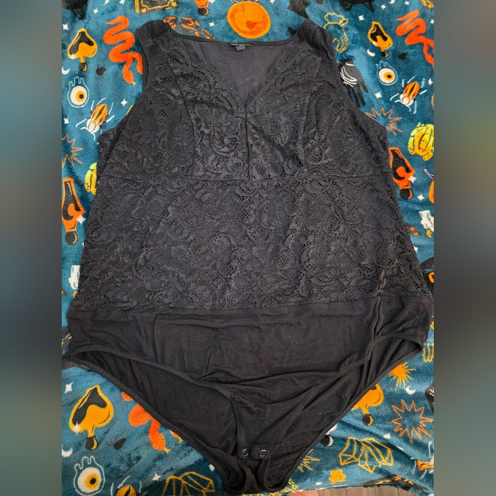 Torrid Black Lace Sleeveless Detail Bodysuit